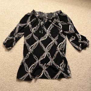 Long black white blouse